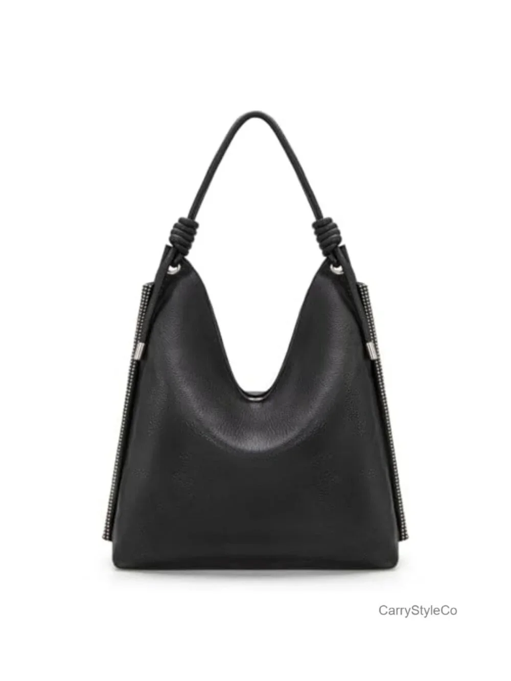 Slouchy Vegan Leather Hobo Shoulder Bag Knotted Handle Large